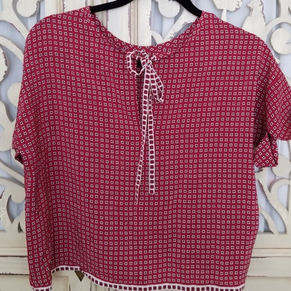 Madewell Silk Premiere Bow-Back Tee In Ascot Tile small genuine silk - Picture 4 of 7